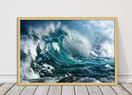 Ocean wave in the storm. Framed picture print with a choice of frame colours.