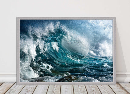 Ocean wave in the storm. Framed picture print with a choice of frame colours.