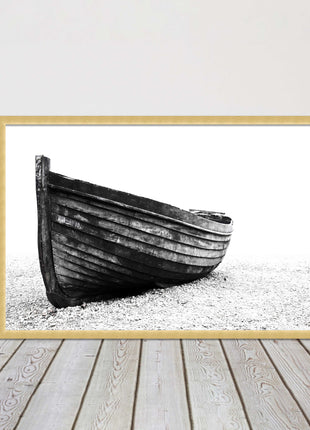 old rowing boat black and white art framed picture print choice of frame