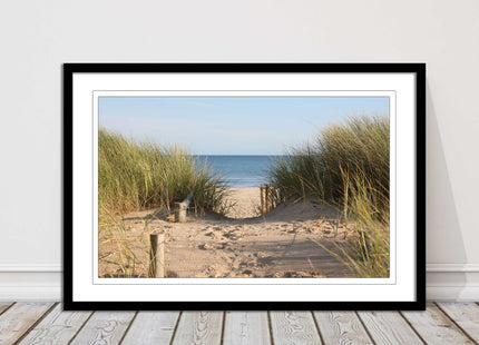 Beach Path sandbanks in the sand dunes. framed picture print choice frames