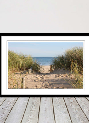 Beach Path sandbanks in the sand dunes. framed picture print choice frames