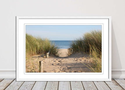 Beach Path sandbanks in the sand dunes. framed picture print choice frames