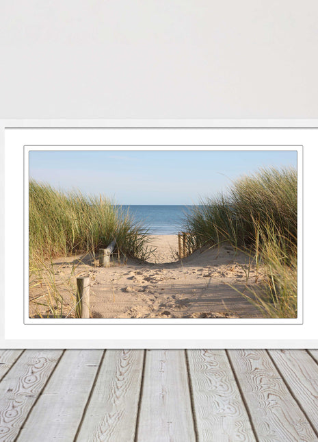 Beach Path sandbanks in the sand dunes. framed picture print choice frames