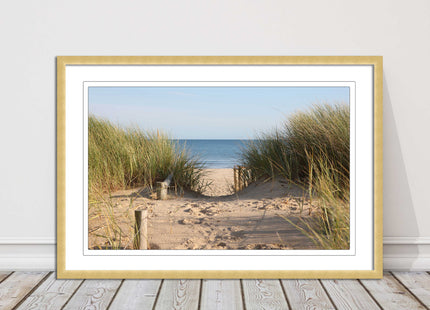 Beach Path sandbanks in the sand dunes. framed picture print choice frames