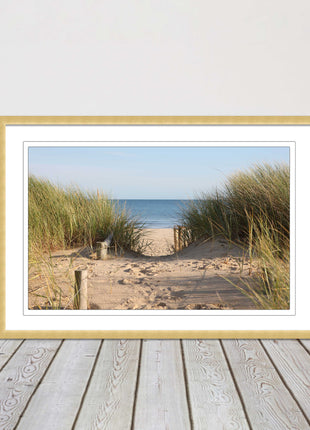 Beach Path sandbanks in the sand dunes. framed picture print choice frames