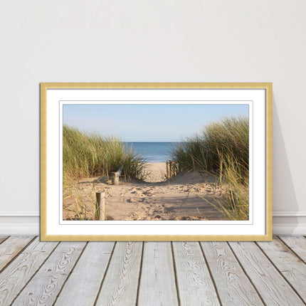 Beach Path sandbanks in the sand dunes. framed picture print choice frames