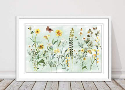 Spring Wild flowers. Framed picture with choice of frame colours.