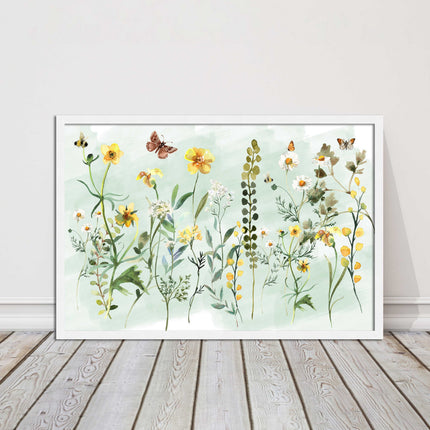 Spring Wild flowers. Framed picture with choice of frame colours.