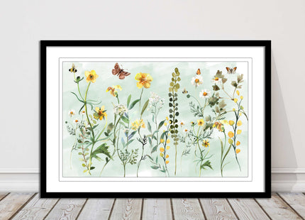 Spring Wild flowers. Framed picture with choice of frame colours.