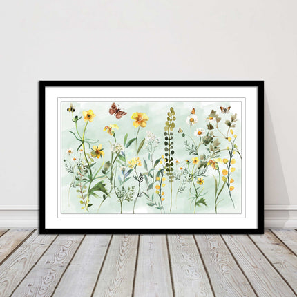 Spring Wild flowers. Framed picture with choice of frame colours.