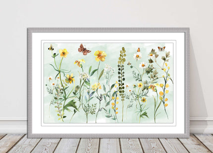 Spring Wild flowers. Framed picture with choice of frame colours.