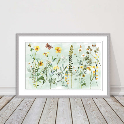 Spring Wild flowers. Framed picture with choice of frame colours.