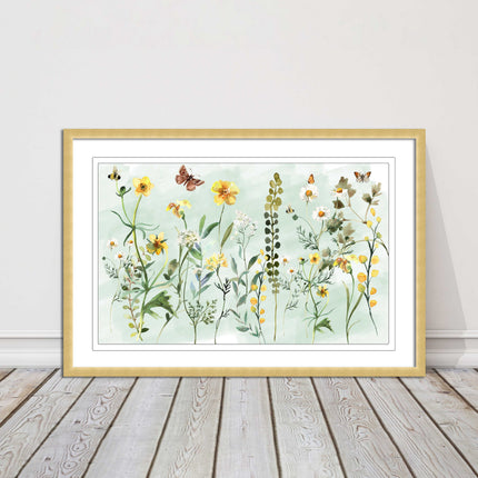 Spring Wild flowers. Framed picture with choice of frame colours.
