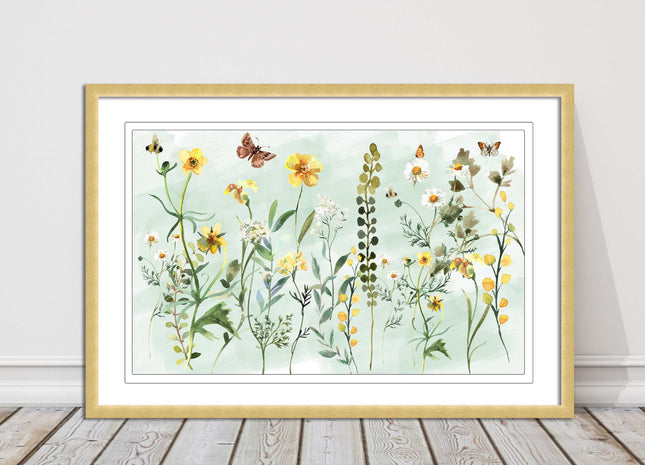 Spring Wild flowers. Framed picture with choice of frame colours.