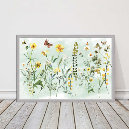 Spring Wild flowers. Framed picture with choice of frame colours.