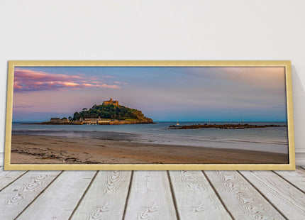 picture frame and print st michaels mount castle in cornwall at sunset wall art
