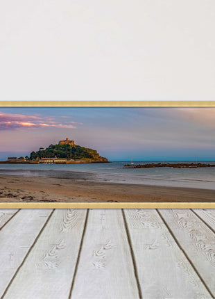 picture frame and print st michaels mount castle in cornwall at sunset wall art