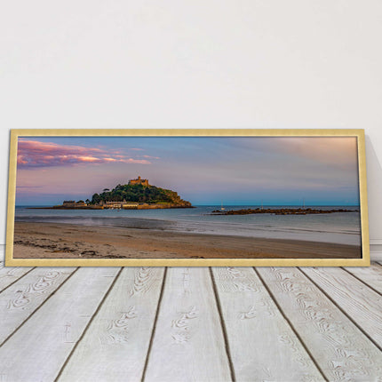 picture frame and print st michaels mount castle in cornwall at sunset wall art