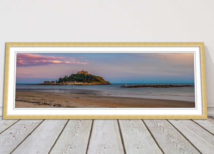 picture frame and print st michaels mount castle in cornwall at sunset wall art