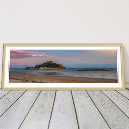 picture frame and print st michaels mount castle in cornwall at sunset wall art