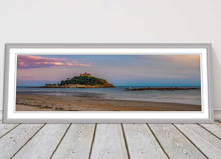 picture frame and print st michaels mount castle in cornwall at sunset wall art