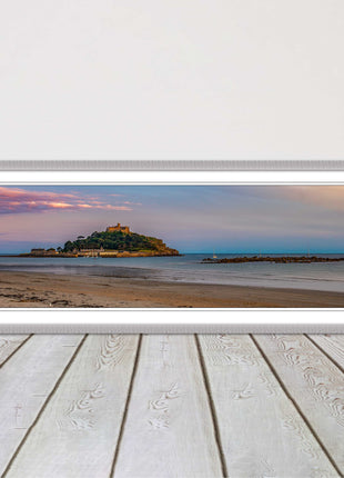 picture frame and print st michaels mount castle in cornwall at sunset wall art
