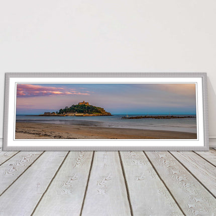 picture frame and print st michaels mount castle in cornwall at sunset wall art
