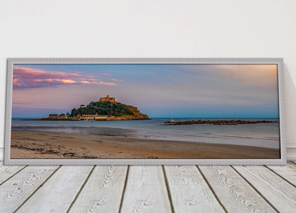 picture frame and print st michaels mount castle in cornwall at sunset wall art