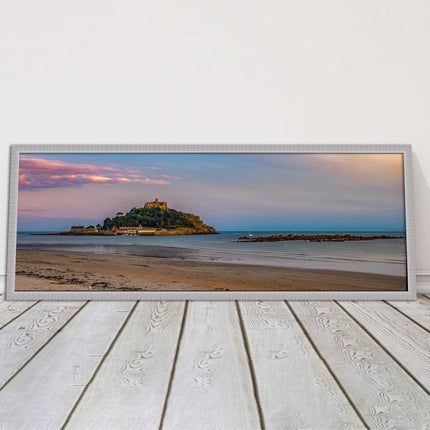 picture frame and print st michaels mount castle in cornwall at sunset wall art