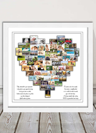 Heart shaped collage customised print photos arranged in heart frame print