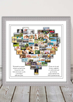Heart shaped collage customised print photos arranged in heart frame print