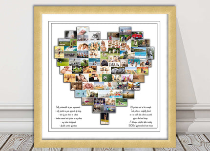 heart shape custom collage my pictures arranged framed picture print wedding