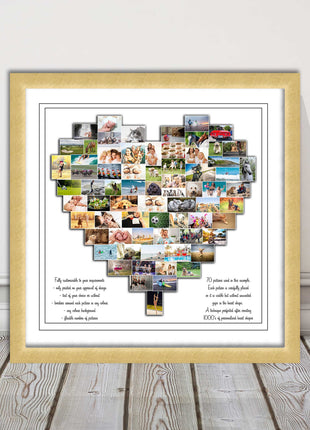 Heart shaped collage customised print photos arranged in heart frame print