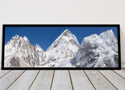 Everest summit mountains framed picture print black white gold grey frames
