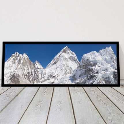 Everest summit mountains framed picture print black white gold grey frames