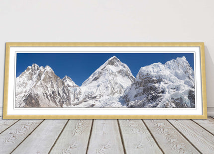 Everest summit mountains framed picture print black white gold grey frames