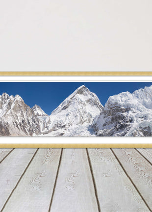 Everest summit mountains framed picture print black white gold grey frames
