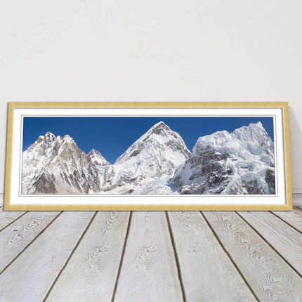 Everest summit mountains framed picture print black white gold grey frames