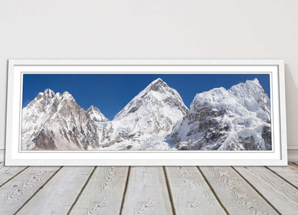 Everest summit mountains framed picture print black white gold grey frames