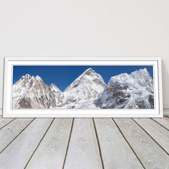 Everest summit mountains framed picture print black white gold grey frames
