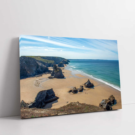 Bedruthan Steps, North Cornwall. Printed and framed as a canvas picture.