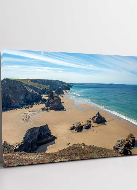 Bedruthan Steps, North Cornwall. Printed and framed as a canvas picture.