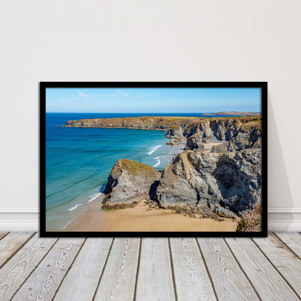 Bedruthan Steps picture frame and print near newquay cornwall ready to hang art