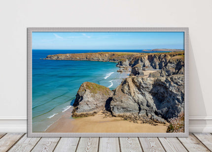 Bedruthan Steps picture frame and print near newquay cornwall ready to hang art