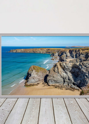Bedruthan Steps picture frame and print near newquay cornwall ready to hang art