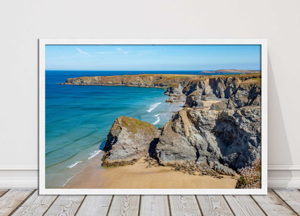 Bedruthan Steps picture frame and print near newquay cornwall ready to hang art