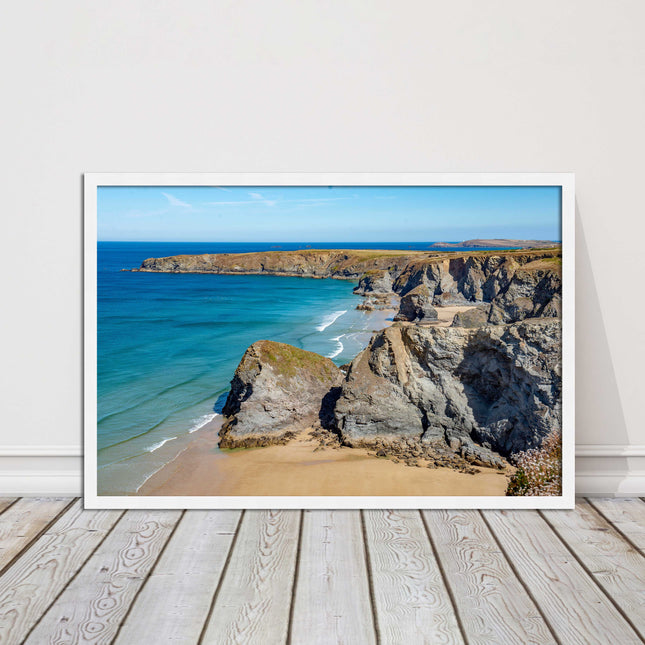Bedruthan Steps picture frame and print near newquay cornwall ready to hang art