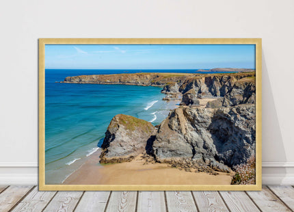 Bedruthan Steps picture frame and print near newquay cornwall ready to hang art