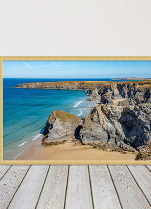 Bedruthan Steps picture frame and print near newquay cornwall ready to hang art