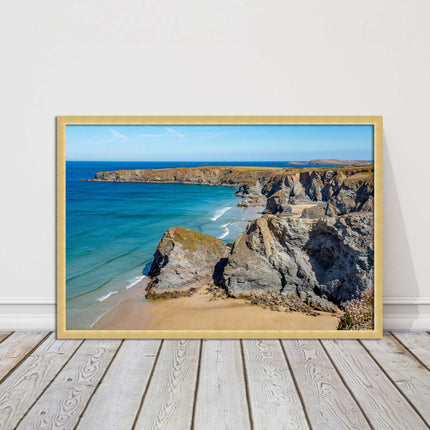 Bedruthan Steps picture frame and print near newquay cornwall ready to hang art